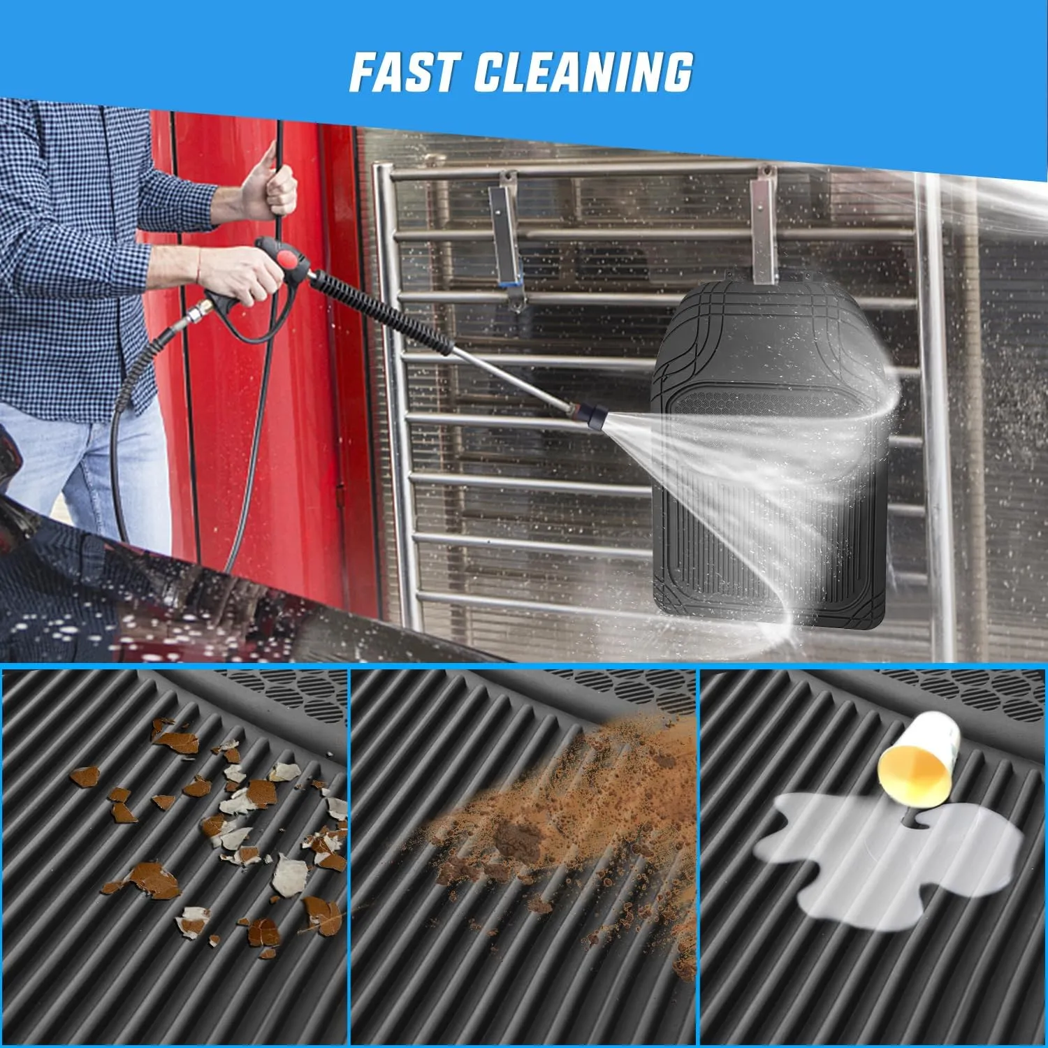Universal PVC Floor Mats for Cars Trucks SUVs 4 Packs