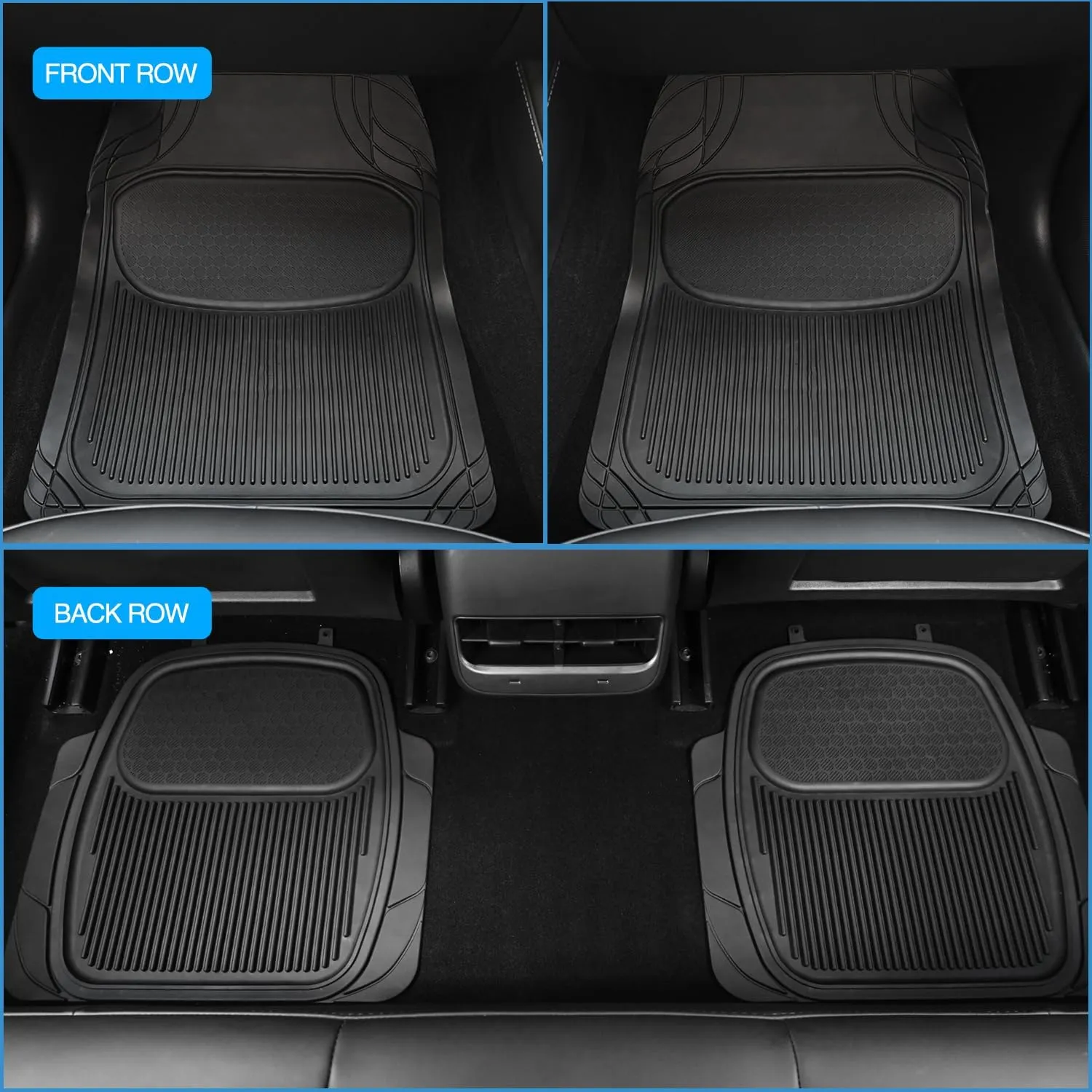 Universal PVC Floor Mats for Cars Trucks SUVs 4 Packs