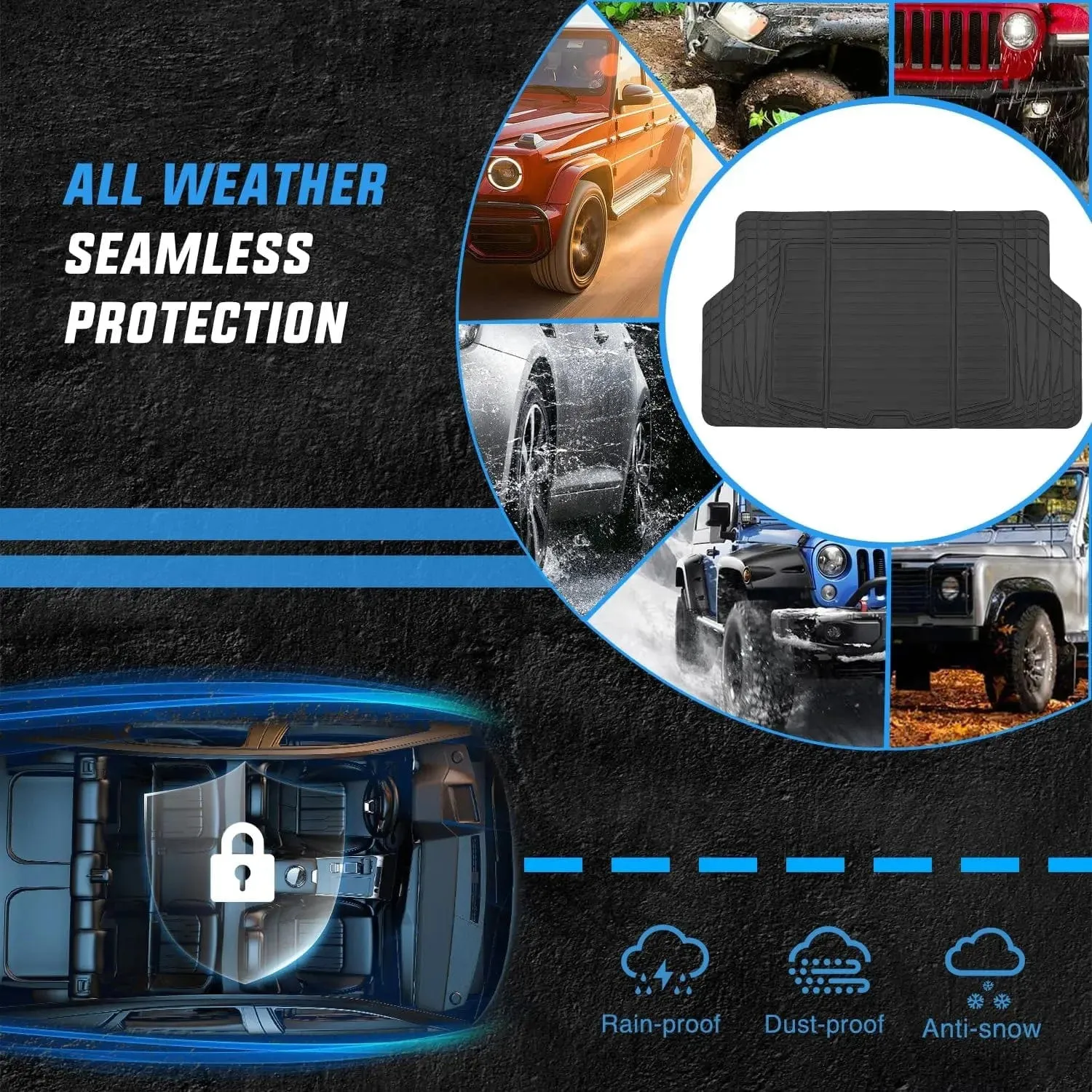 Universal Rubber Cargo Mats for Cars Trucks SUVs