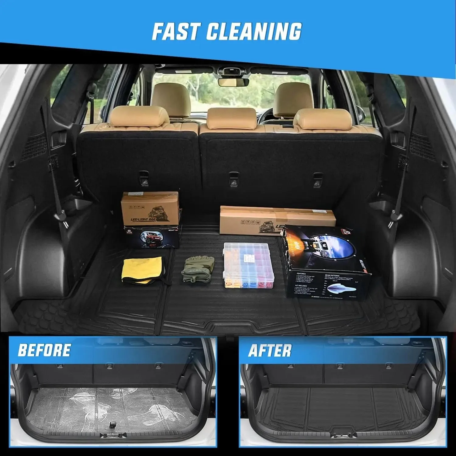 Universal Rubber Cargo Mats for Cars Trucks SUVs