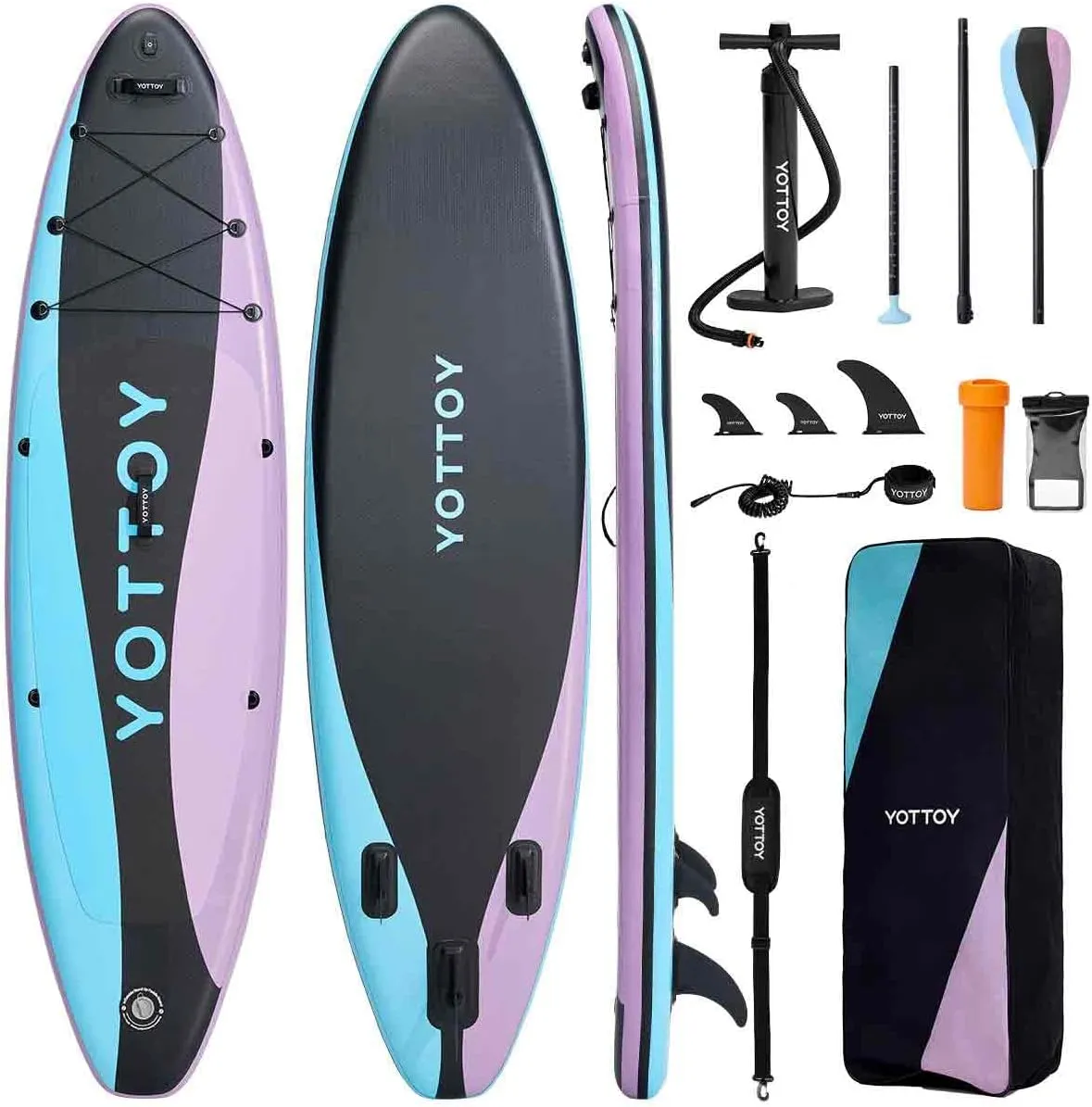 YOTTOY Inflatable Stand Up Paddle Board (SUP) 12'6" - Ultra-Stable Lightweight SUP, Non-Slip Deck with Premium Paddleboard Accessories | Portable All-Around Board for Surfing, Yoga & Fishing