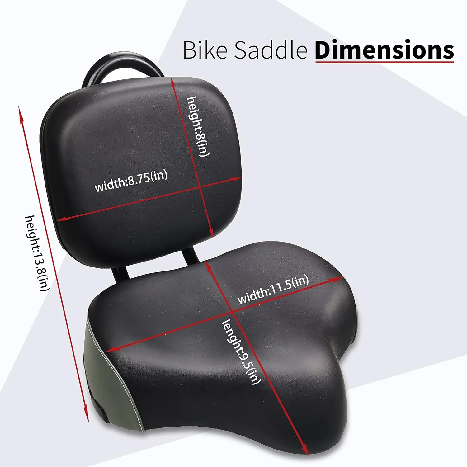 ZUKKA Bike Saddle with Backrest Replacement Comfortable Back Seat for Mountain Bike Tricycle Commuter Bike