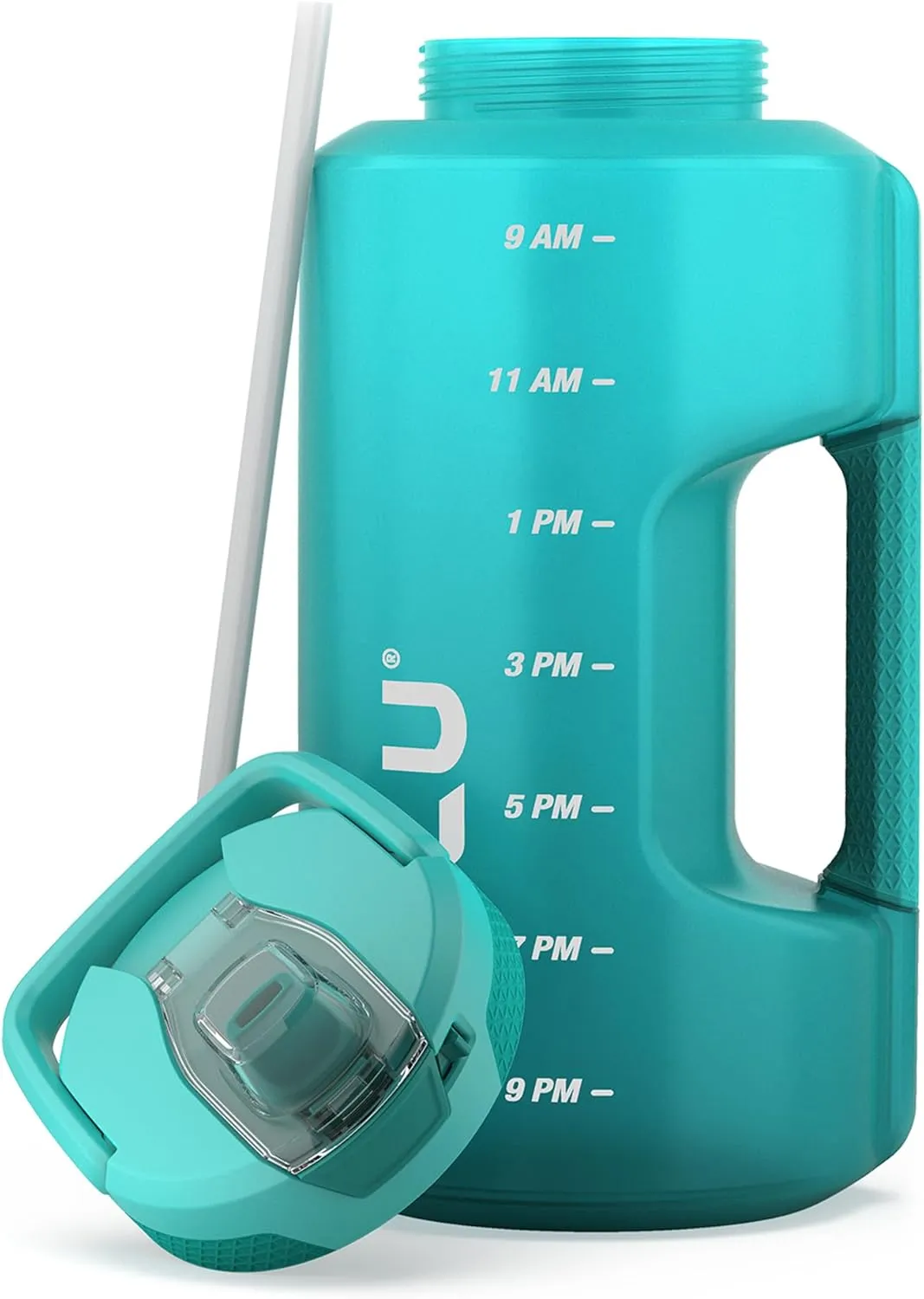 Zulu Goals Gallon 128oz Large Water Bottle Jug with Time Marker & Handle for All Day Hydration | Silicone Soft Straw with Locking Leak-Proof Lid | For Gym, Camping, Workout, and Outdoors | Aquaviva