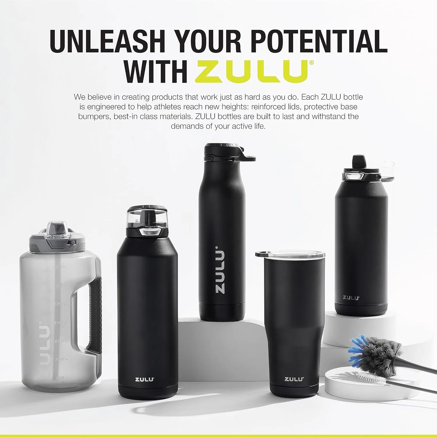 Zulu Goals Gallon 128oz Large Water Bottle Jug with Time Marker & Handle for All Day Hydration | Silicone Soft Straw with Locking Leak-Proof Lid | For Gym, Camping, Workout, and Outdoors | Aquaviva