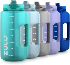 Zulu Goals Gallon 128oz Large Water Bottle Jug with Time Marker & Handle for All Day Hydration | Silicone Soft Straw with Locking Leak-Proof Lid | For Gym, Camping, Workout, and Outdoors | Aquaviva