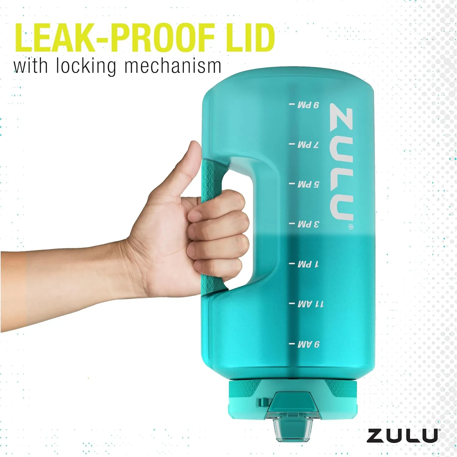 Zulu Goals Gallon 128oz Large Water Bottle Jug with Time Marker & Handle for All Day Hydration | Silicone Soft Straw with Locking Leak-Proof Lid | For Gym, Camping, Workout, and Outdoors | Aquaviva